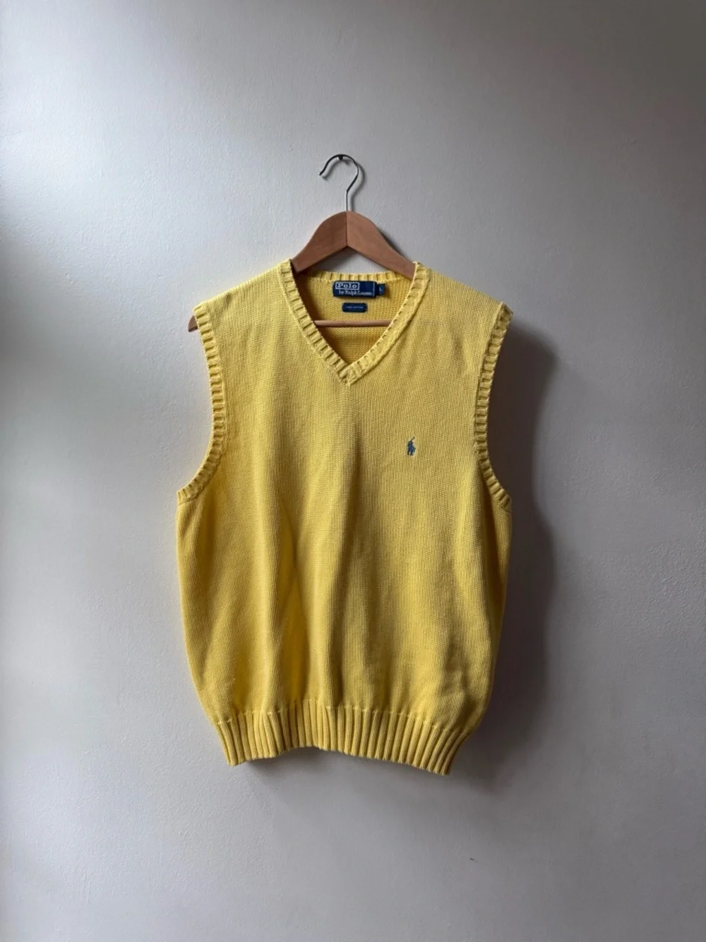 Vintage Ralph Lauren Yellow V-Neck Sleeveless Knit Vest tank top